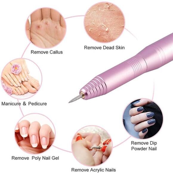 Portable Electric Nail Drill Machine, Professional 20000 RPM USB Manicure Drills - Picture 5 of 7